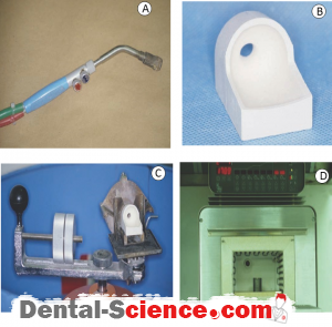Equipment used to make dental castings. 